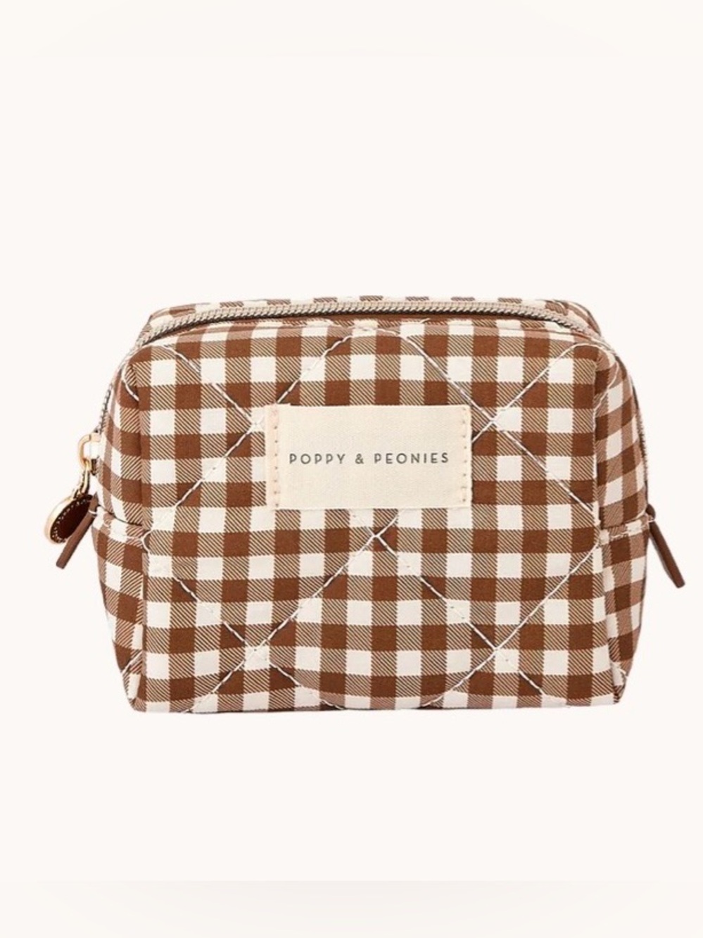 Poppy & Peonies Brown Floral Patchwork Cosmetic Bag 3 Pc Set! 🍁Set Price - Picture 5 of 7